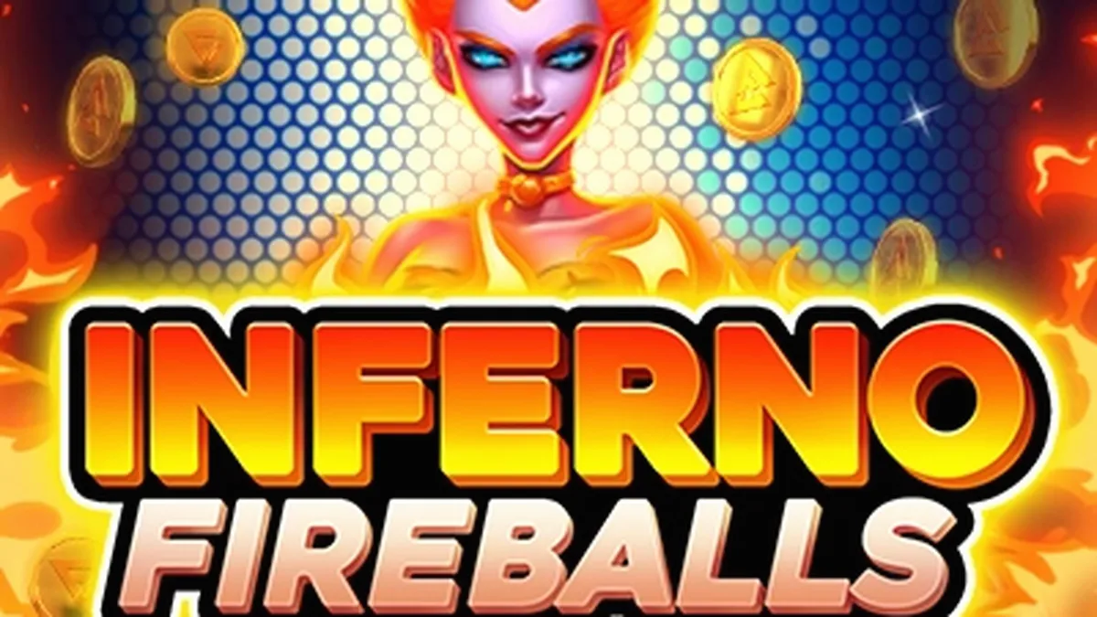 Tampilan visual slot Inferno Fireballs dengan latar belakang api yang intens